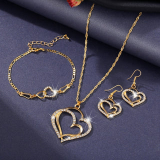 Luxury Heart-shaped Necklace Exquisite Crystal Zircon Pendant Chain