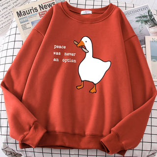 Goose Print Long Sleeves Kawaii Cartoons Pullovers