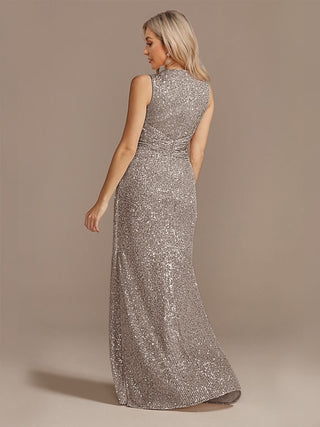 Luxury Floor Length V-Neck Evening Dress