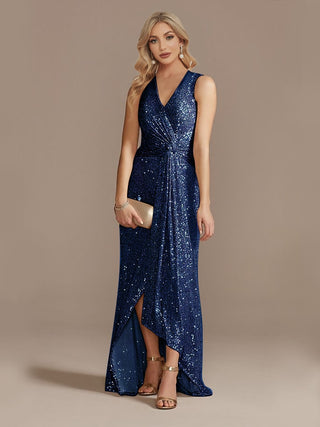 Luxury Floor Length V-Neck Evening Dress