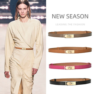 Leather Gold Knot Buckle Waist Belt