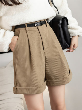 Corduroy Cargo High Waist Shorts