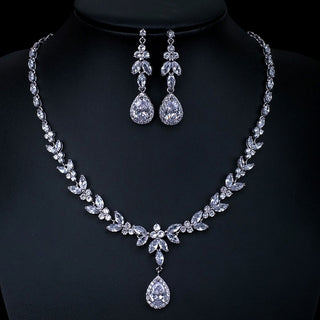 Luxury Brilliant Cubic Zirconia Necklace Set Earrings Rings Women