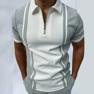 Polo Shirts Short Sleeve Turn-Down Collar Zipper