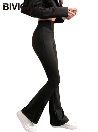 High Waist Slim Flared Pants