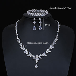 Luxury Brilliant Cubic Zirconia Necklace Set Earrings Rings Women