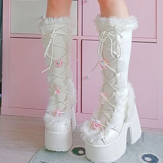 Furry Platform High Boots