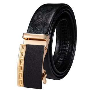 Luxury Genuine Leather Men's Buckle Belt Automatic Ratchet