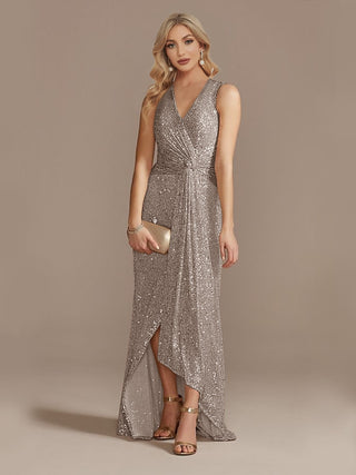 Luxury Floor Length V-Neck Evening Dress