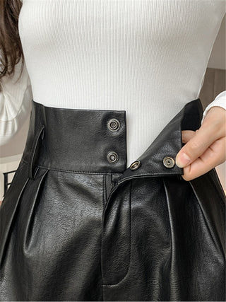 Faux Leather Shorts with Belt