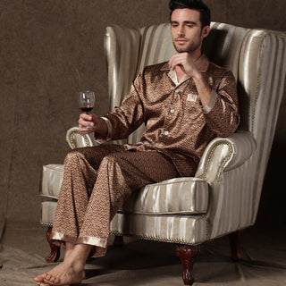 Patterned Silk Pajamas Set