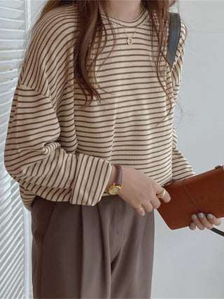 Coffee Stripes Cotton Sweatshirt