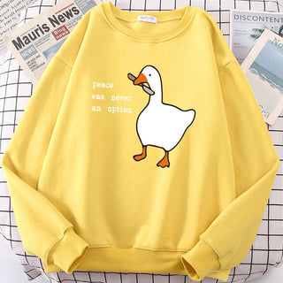 Goose Print Long Sleeves Kawaii Cartoons Pullovers