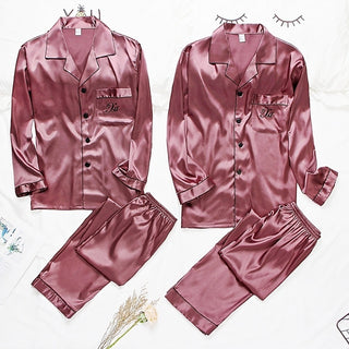 Satin Silk Pajamas Sets Couple Sleepwear