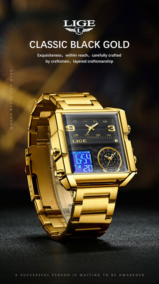 Gold Quartz Steel Watch