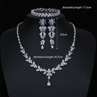 Luxury Brilliant Cubic Zirconia Necklace Set Earrings Rings Women