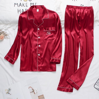 Satin Silk Pajamas Sets Couple Sleepwear