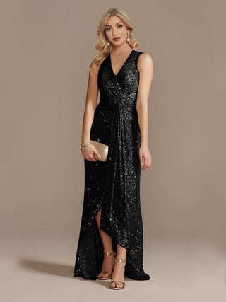 Luxury Floor Length V-Neck Evening Dress