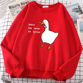 Goose Print Long Sleeves Kawaii Cartoons Pullovers