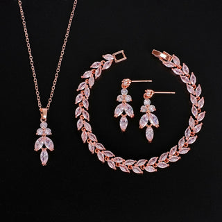 Luxury Brilliant Cubic Zirconia Necklace Set Earrings Rings Women