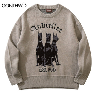 Vintage Sweater  Knitted Doberman