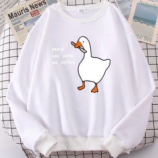 Goose Print Long Sleeves Kawaii Cartoons Pullovers