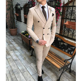 Suit 2 Pieces Double-Breasted Notch Lapel Flat (See more options)