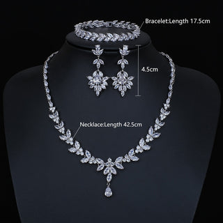 Luxury Brilliant Cubic Zirconia Necklace Set Earrings Rings Women