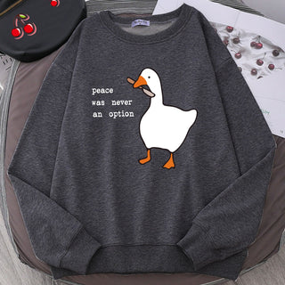 Goose Print Long Sleeves Kawaii Cartoons Pullovers