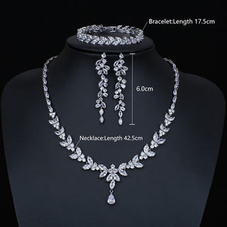 Luxury Brilliant Cubic Zirconia Necklace Set Earrings Rings Women