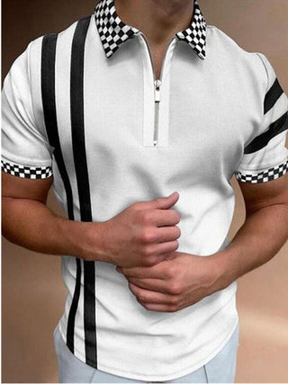 Polo Shirts Short Sleeve Turn-Down Collar Zipper