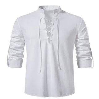 Vintage Thin Long Sleeve Front Lace Up V-neck shirt T-shirt