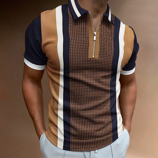 Polo Shirts Short Sleeve Turn-Down Collar Zipper