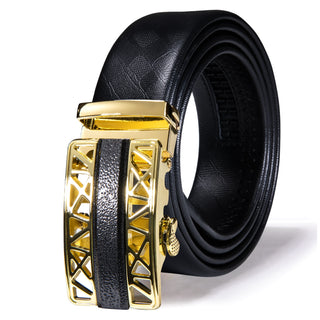 Luxury Genuine Leather Men's Buckle Belt Automatic Ratchet