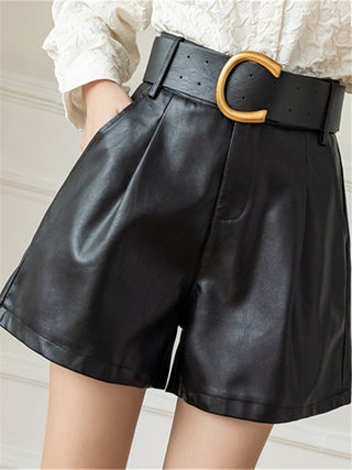 Leather Shorts With Belt