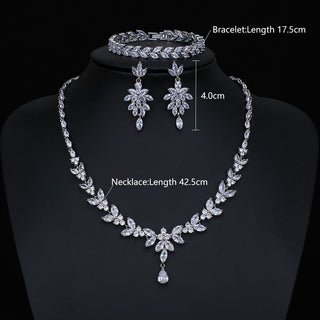 Luxury Brilliant Cubic Zirconia Necklace Set Earrings Rings Women