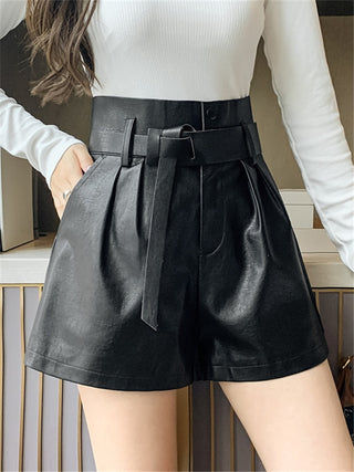 Faux Leather Shorts with Belt