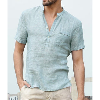 Linen V Neck Polo Shirt