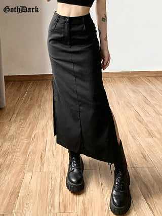 High Raise Split Midi Skirt