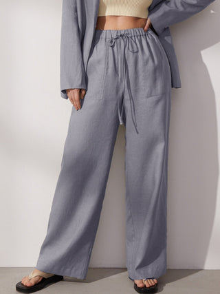 Cotton Linen Pants Wide Leg Trousers