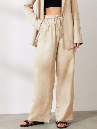 Cotton Linen Pants Wide Leg Trousers