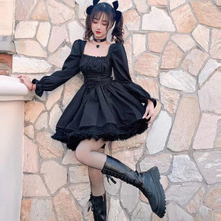 Lolita Black Aesthetic Puff Dress