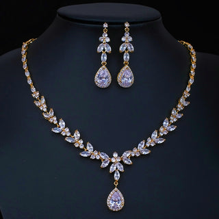 Luxury Brilliant Cubic Zirconia Necklace Set Earrings Rings Women