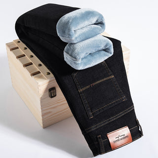 Fleece Stretch Fitted Straight Denim