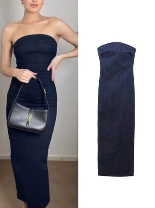 Women’s Elastic Tube Denim Dress