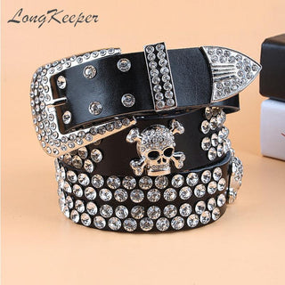 Skull Bling Bling Rhinestones Belt