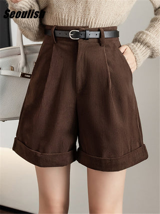 Corduroy Cargo High Waist Shorts