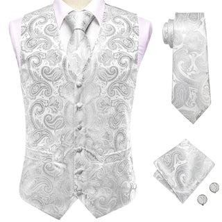 Tie Slim Sleeveless Vest Hanky Cufflink (See more options)