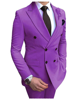Suit 2 Pieces Double-Breasted Notch Lapel Flat (See more options)