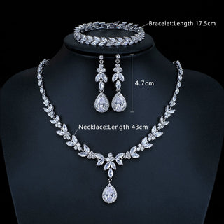 Luxury Brilliant Cubic Zirconia Necklace Set Earrings Rings Women